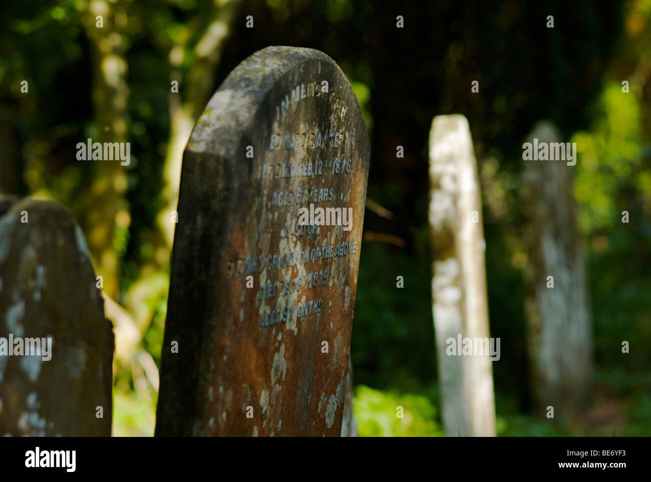 Old graves in an English graveyard Stock Photo