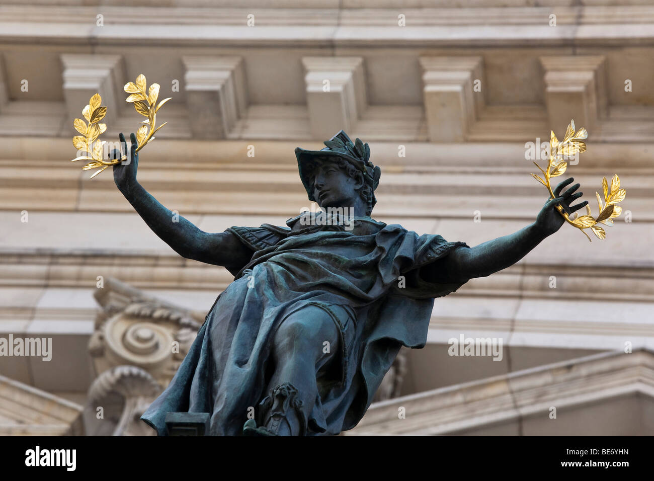 Statue at the rear entrance of the Reichstag Building in Berlin, Germany, Europe Stock Photo