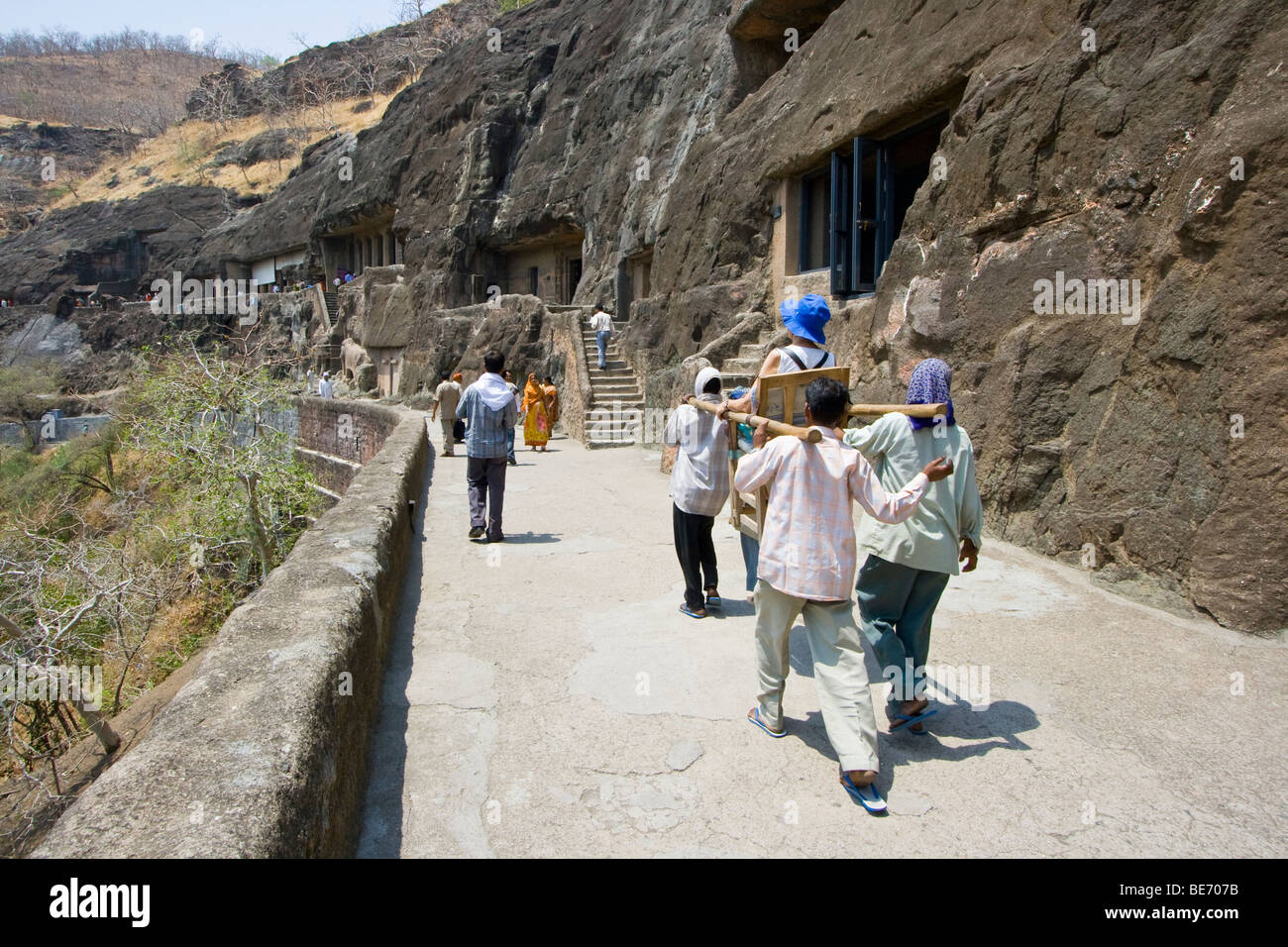 Tourist Gondola at Ajanta Buddhist Caves in India Stock Photo