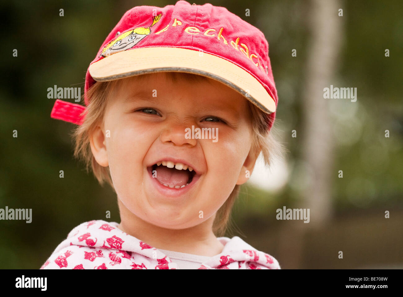 Girl, 2, laughing, portrait Stock Photo
