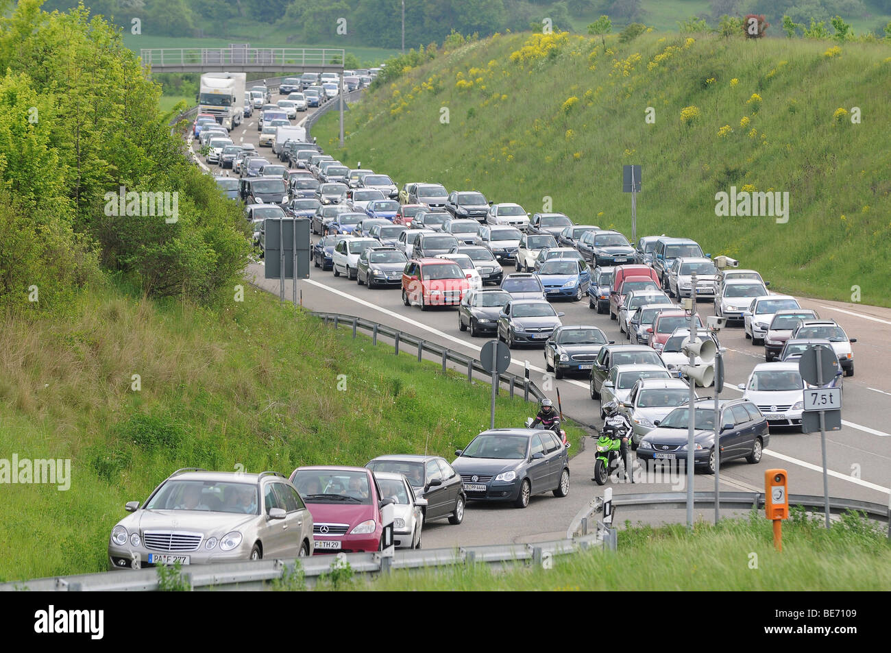 Traffic jam on the A 81 LeonbergHeilbronn before Engelberg tunnel