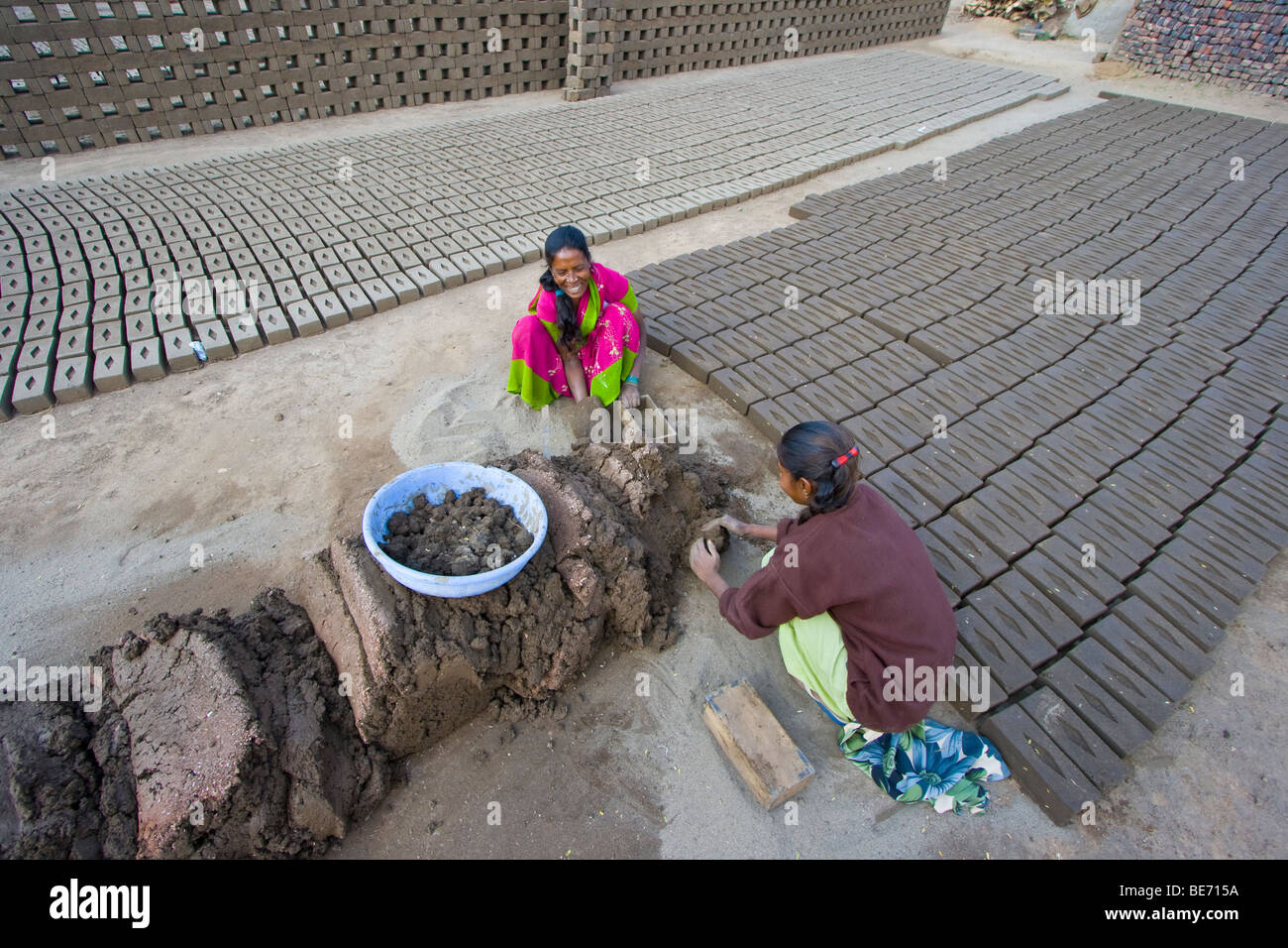 Making bricks from mud in Daulatabad near Aurangabad India Stock Photo ...
