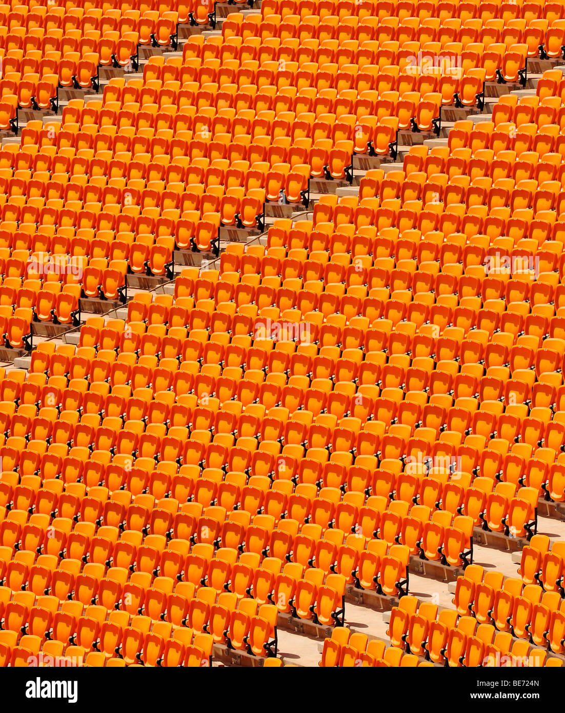 Rows of seats, grandstand, in a football stadium Stock Photo