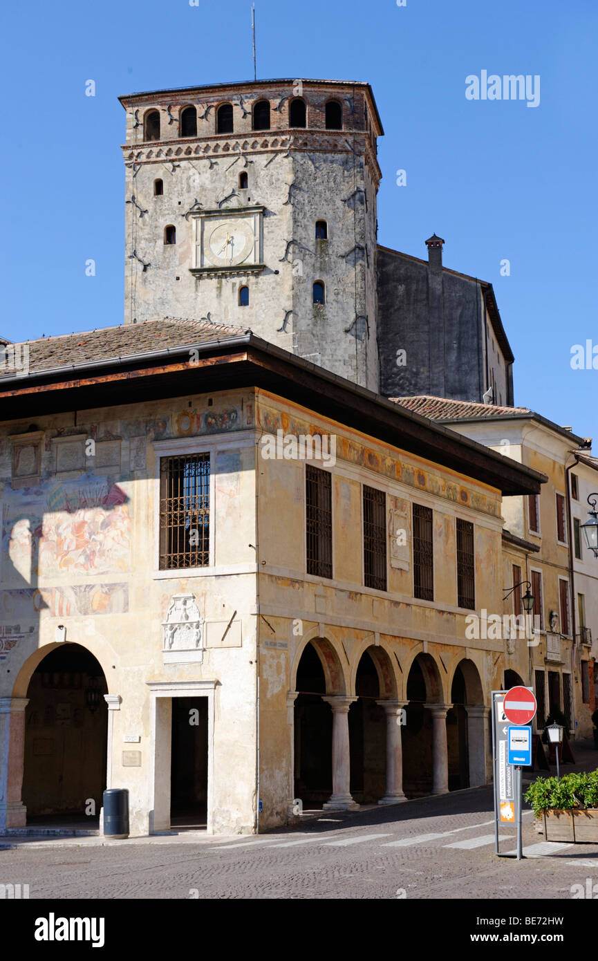 Castella della Regina, above the houses of the old town, Asolo, Veneto, Italy, Europe Stock Photo