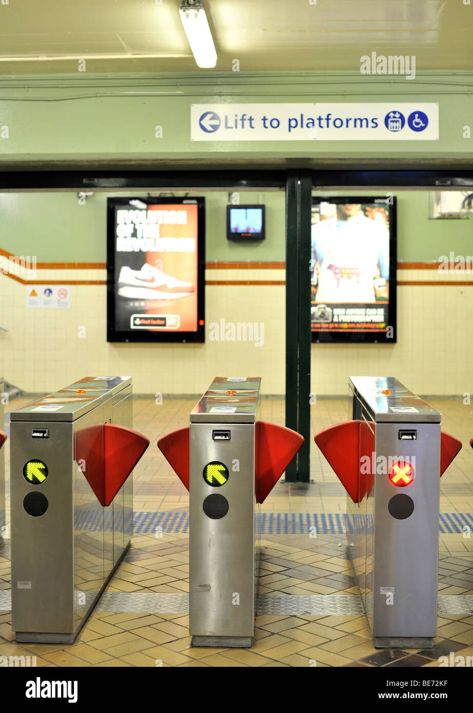 Ticket control barrier on a subway station, North Sydney, Sydney, New South Wales, Australia Stock Photo
