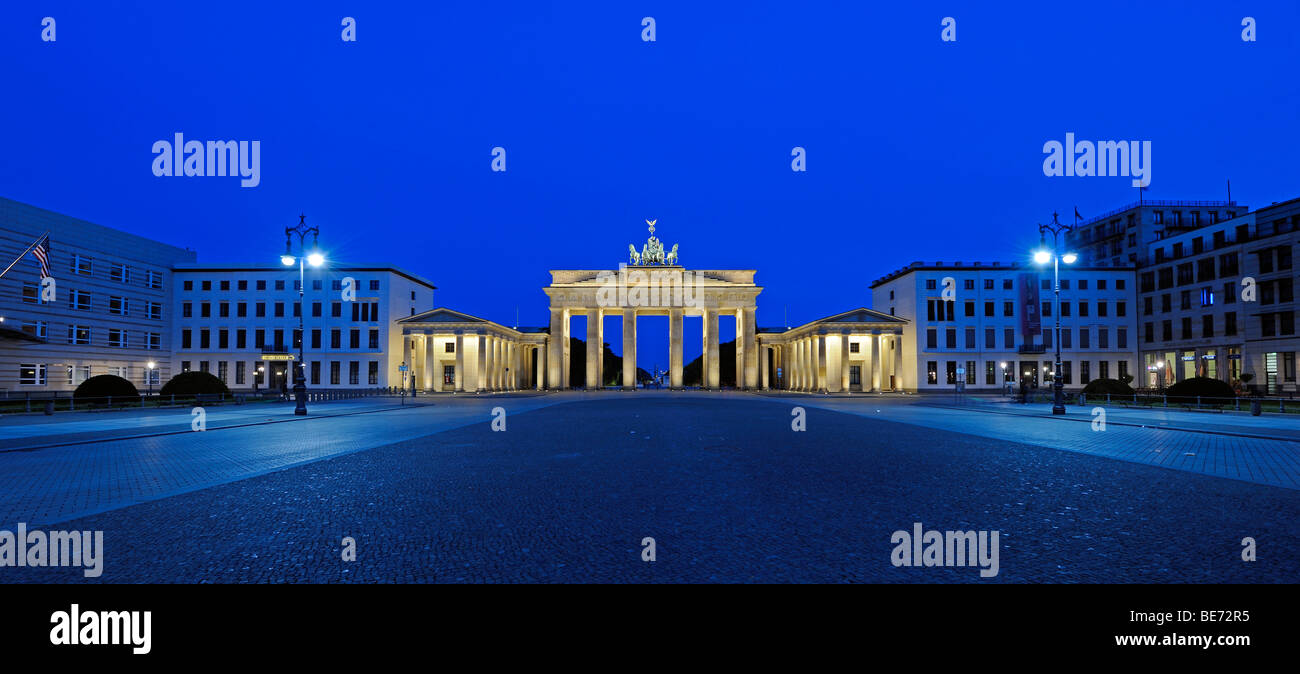 Pariser Platz Square and the Brandenburg Gate in the early morning, Berlin, Germany, Europe Stock Photo