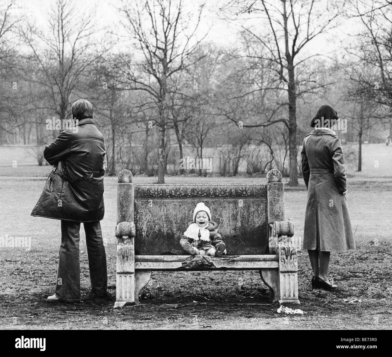 Crying child, parents at odds, Leipzig, GDR, East Germany, historical photo, about 1978 Stock Photo