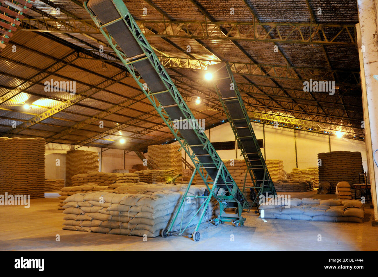 Warehouse for coffee bags, Uberlandia, Minas Gerais, Brazil, South America Stock Photo