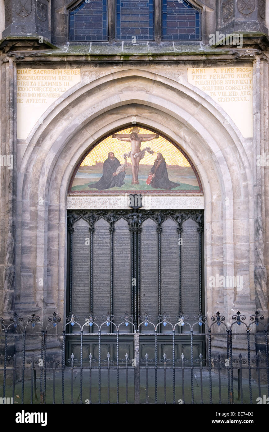 Schlosskirche Theses Door, Lutherstadt Wittenberg, Saxony-Anhalt, Germany Stock Photo