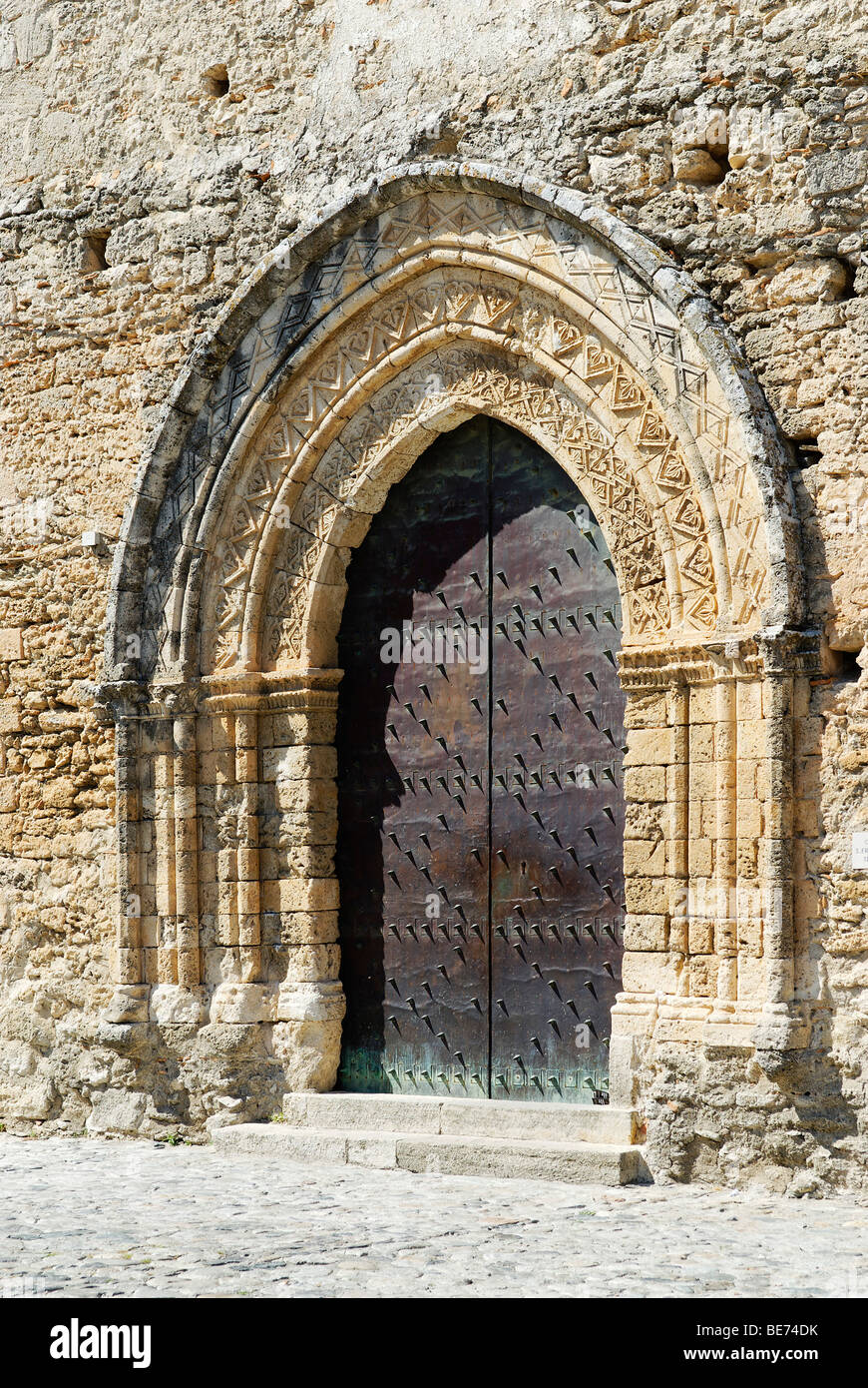 Main entrance, Chiesa San Francesco d'Assisi, 13. cent., Gerace, Calabria, Italy, Europe Stock Photo