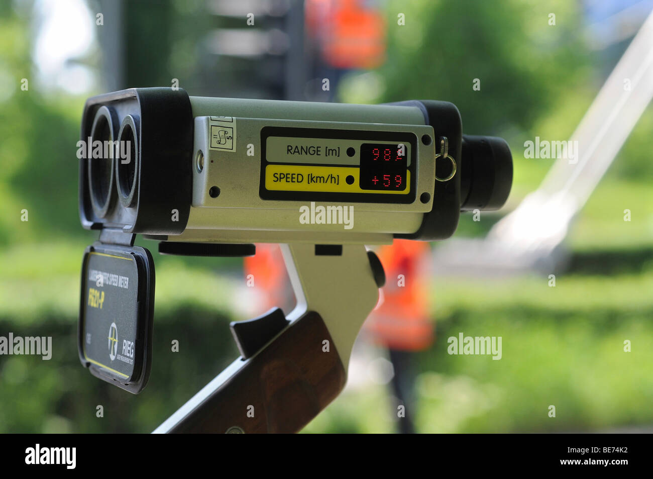 Velocimetry, velocity measurement with a laser gun, RIEGEL FG21-P Stock Photo