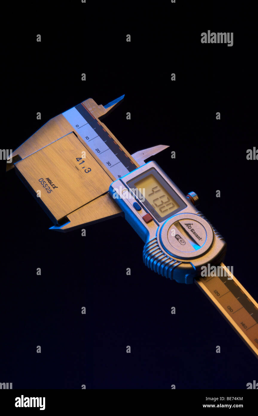 Caliper with a calibration block Stock Photo Alamy