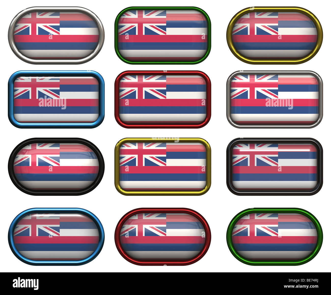 twelve Great buttons of the flag hawaii Stock Photo - Alamy