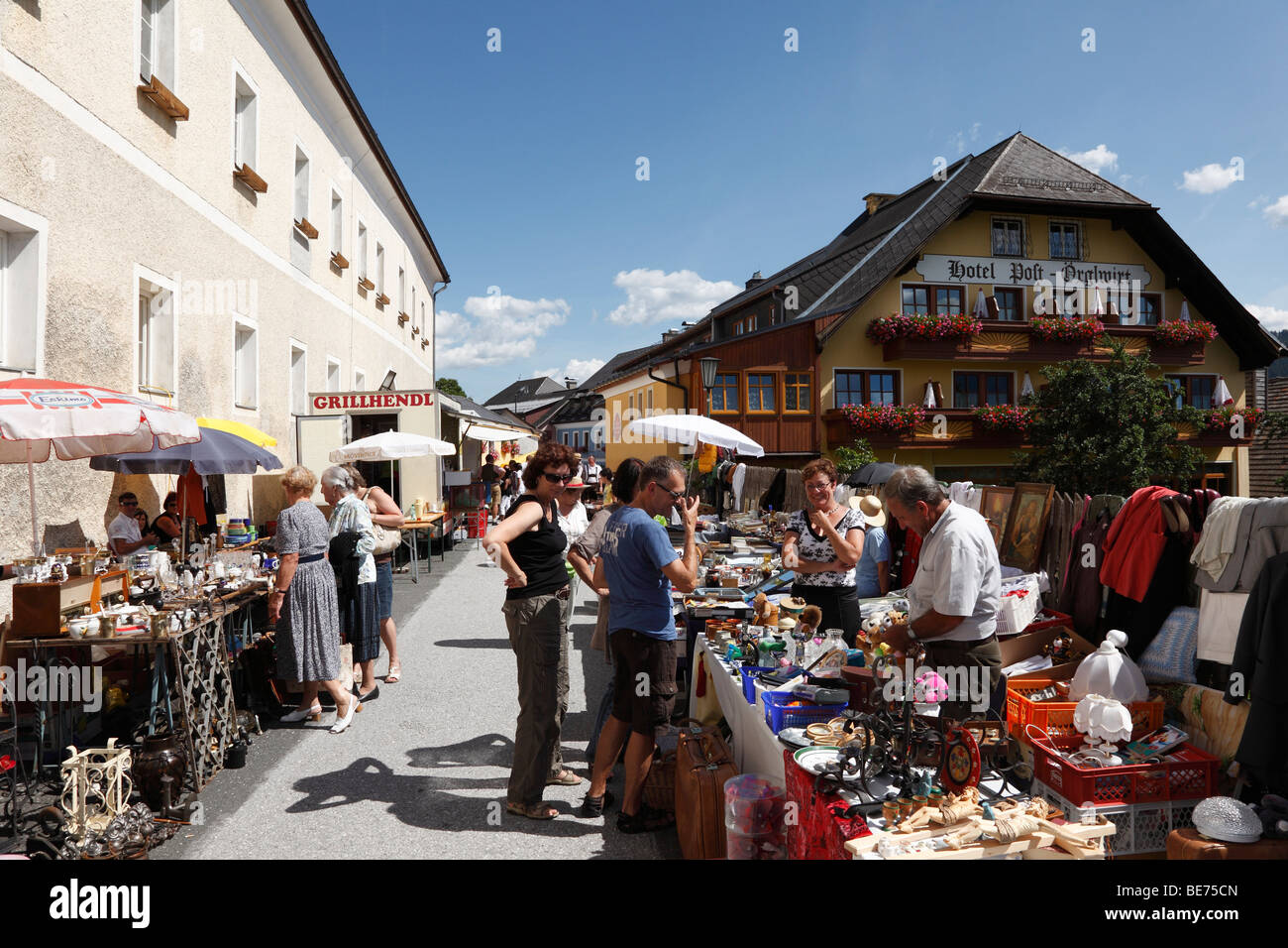 Flea market in Mariapfarr, Lungau, Salzburg state, Salzburg, Austria, Europe Stock Photo