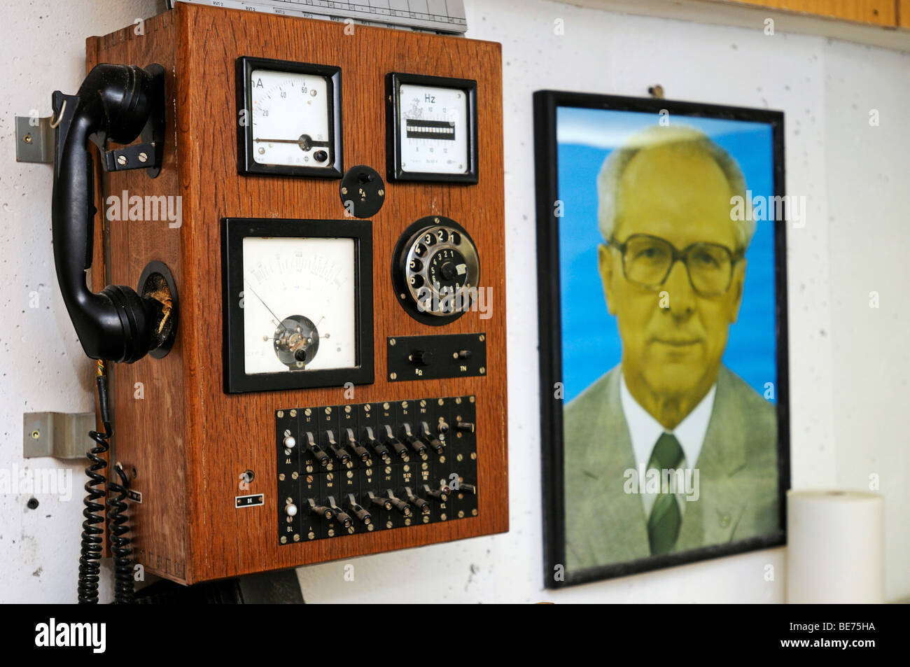 Portrait of Erich Honecker in the Bunkermuseum museum Frauenwald, Thuringia, Germany, Europe Stock Photo