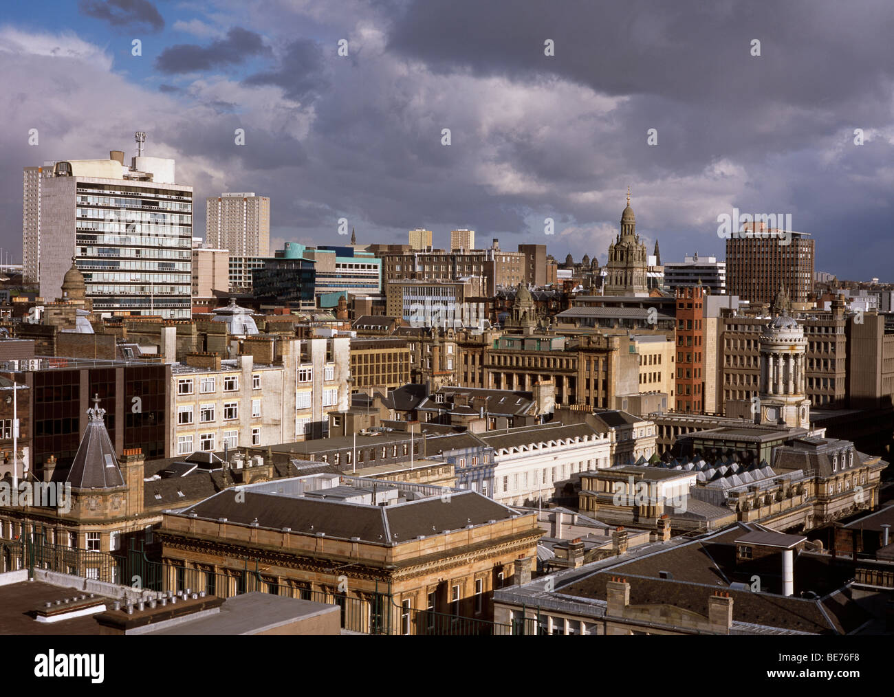 Skyline showing city centre and offices, with Strathclyde University top left, Glasgow, Scotland, Great Britain Stock Photo