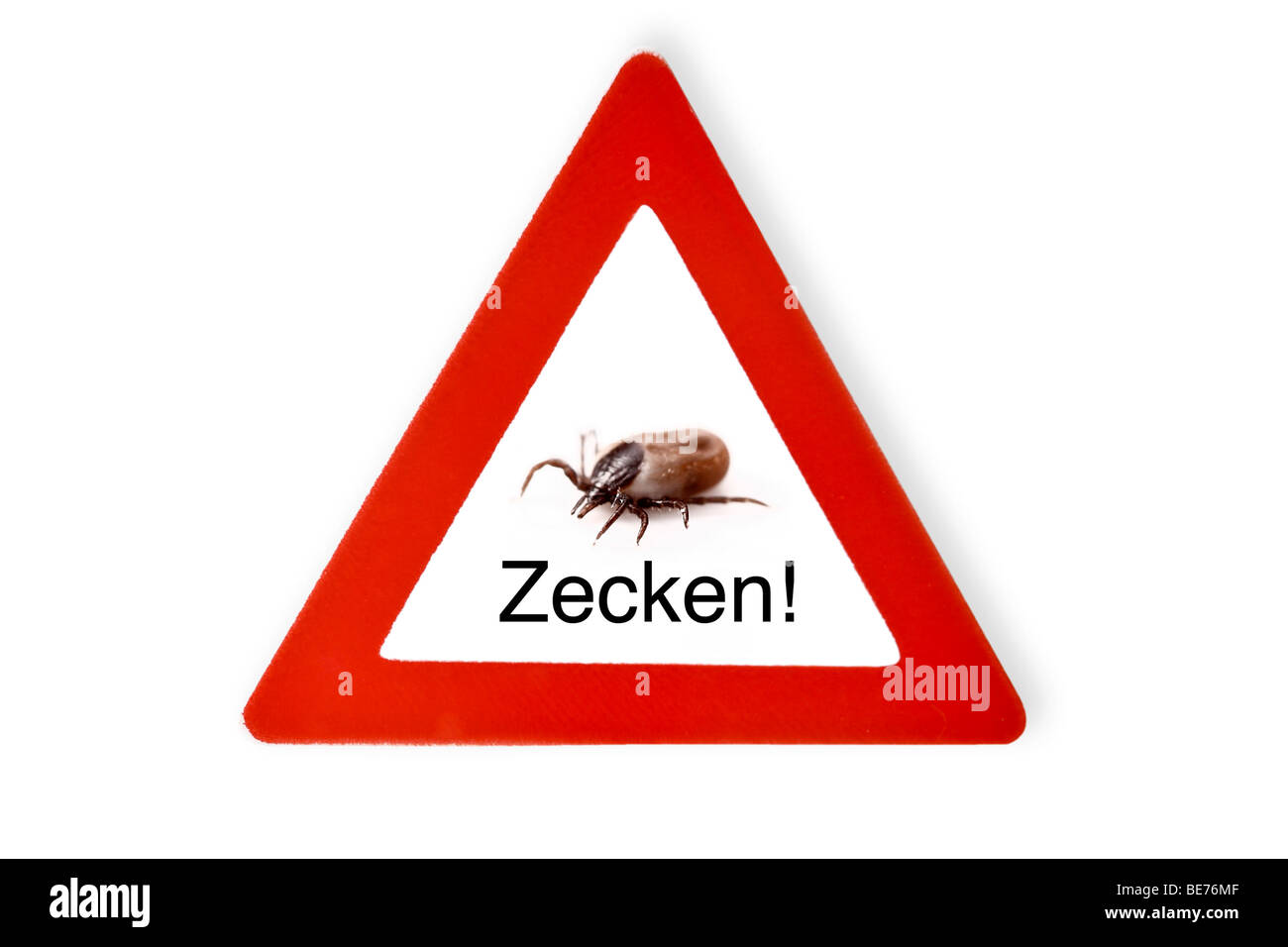 Sign, beware of ticks Stock Photo