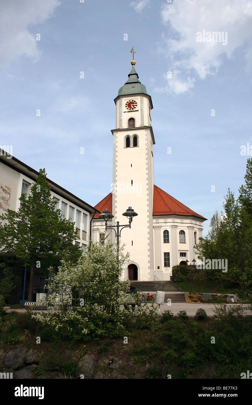 St. Verena's parish church in the city of Bad Wurzach, Ravensburg district, Upper Swabia, Baden-Wuerttemberg, Germany, Europe Stock Photo