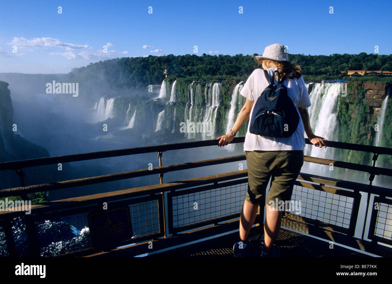 Garganta del Diablo ( Devil s throat ) balcony .Iguazu National Park Falls, Misiones province. Argentina. Stock Photo