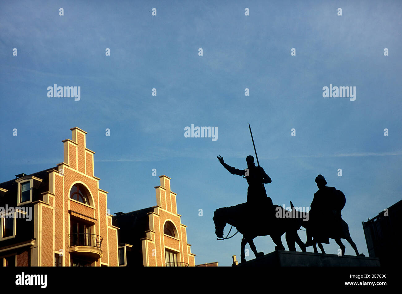 Monument to Don Quichotte and Sancho Pansa, Brussels, Belgium, Europe Stock Photo