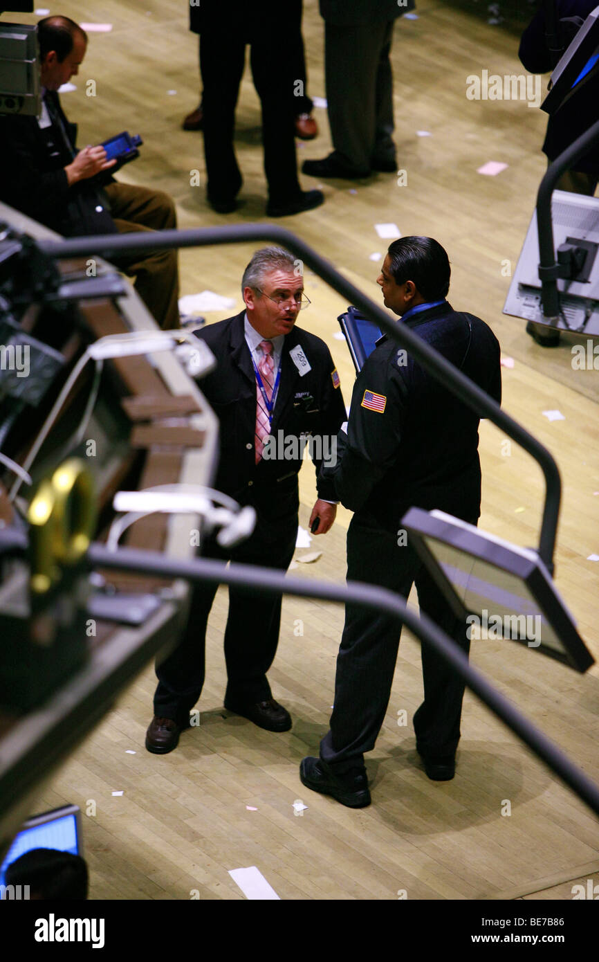 General view of traders working on the floor of the New York Stock Exchange in New York Stock Photo