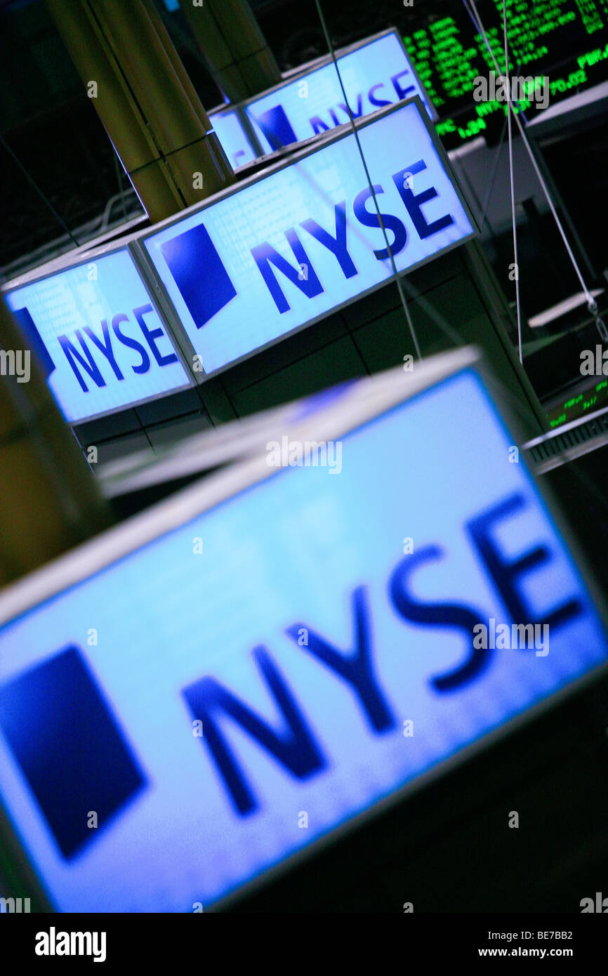 New York Stock Exchange Euronext logo displayed in the New York Stock exchange place in New york downtown Stock Photo