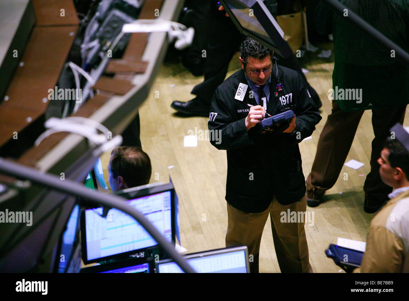 General view of traders working on the floor of the New York Stock Exchange in New York Stock Photo