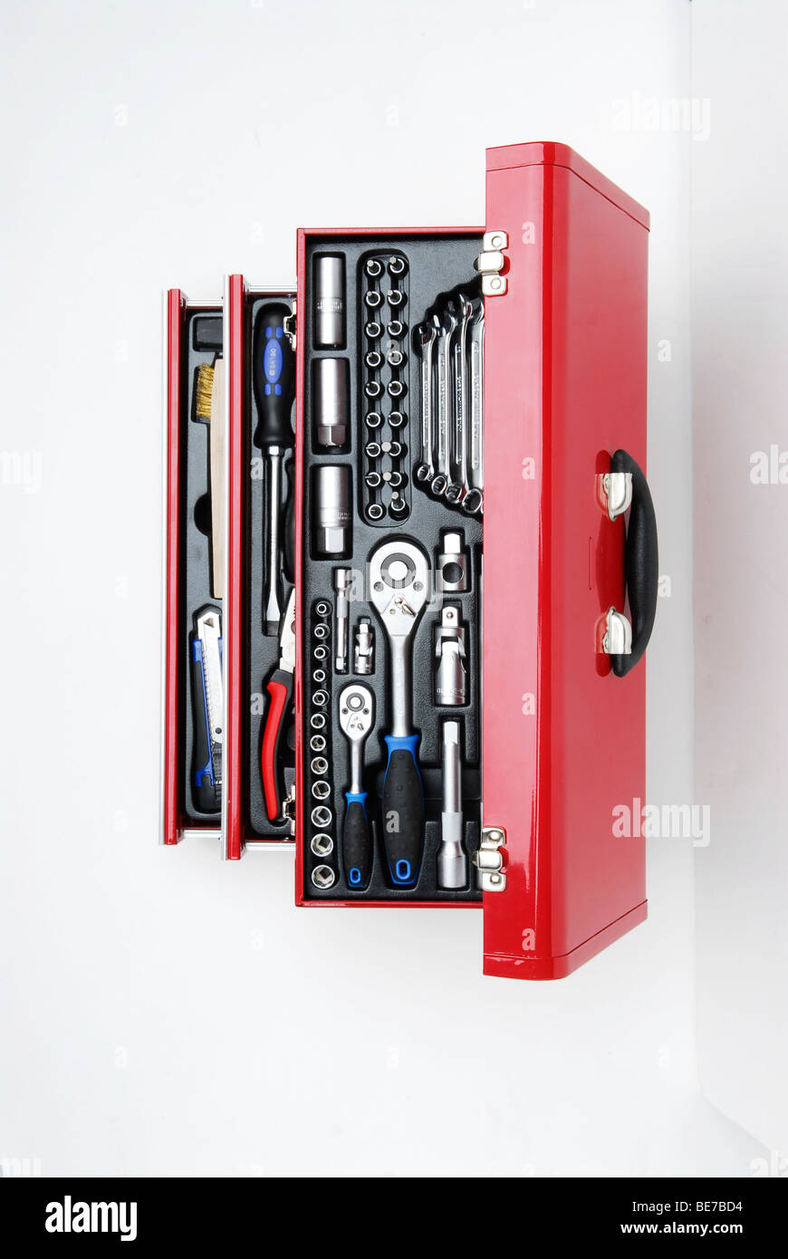 Opened toolbox from above Stock Photo