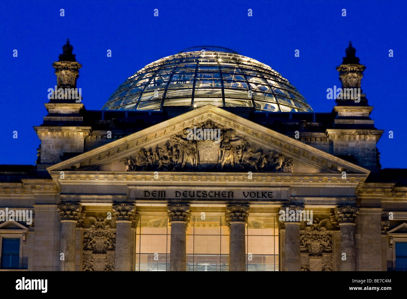 Reichstag Building with new lighting, Berlin, Germany, Europe Stock Photo