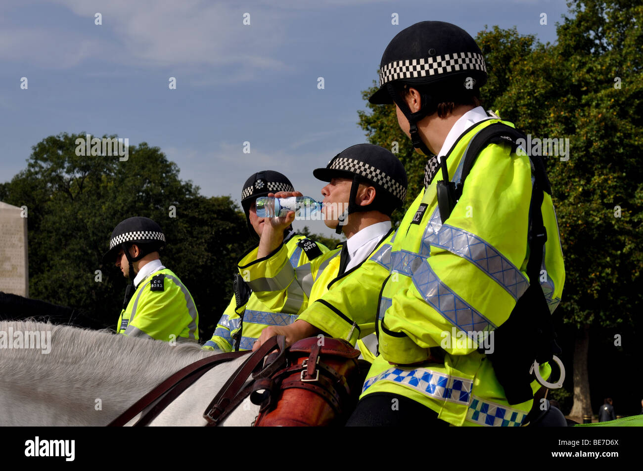 Mounted police at Horse Guards Parade, London, England, UK Stock Photo