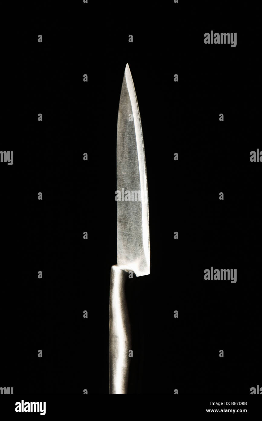 Kitchen knife on black background Stock Photo