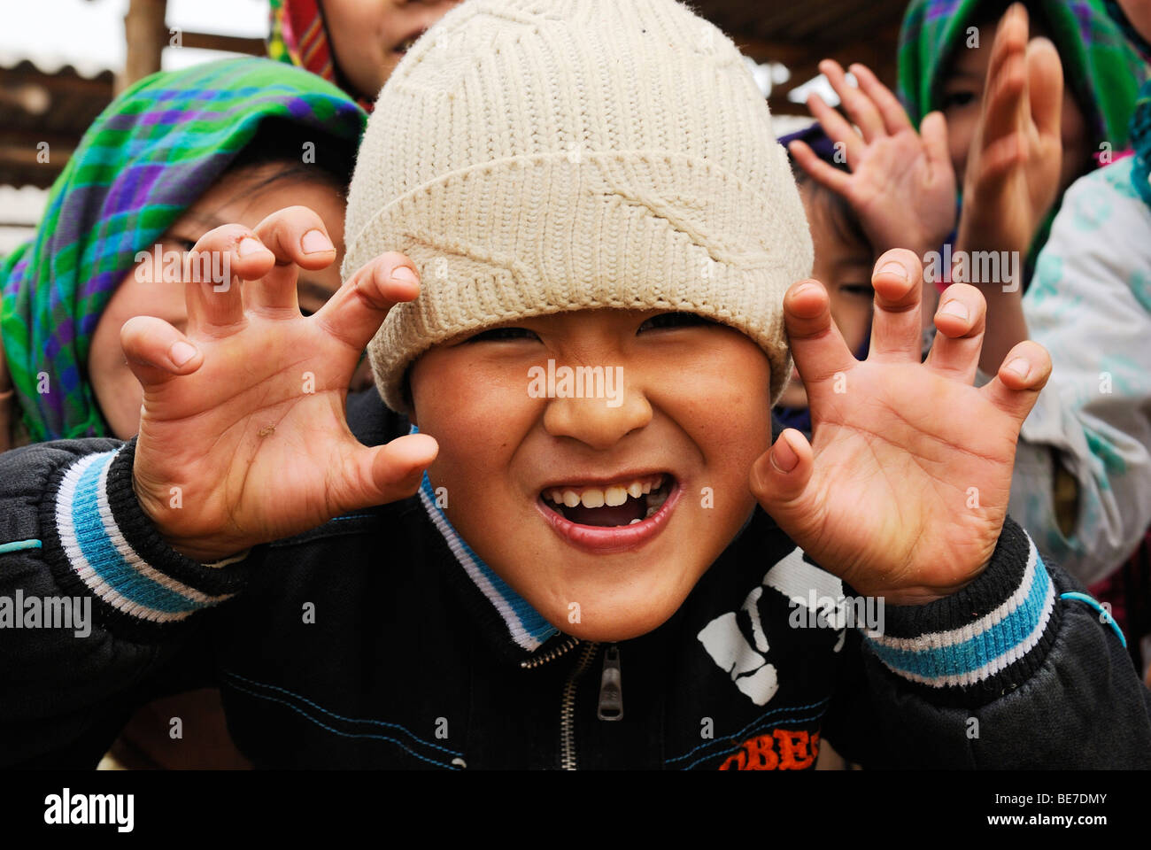 Vietnamese boy having fun, Ha Giang Province, Northern Vietnam, Asia Stock Photo