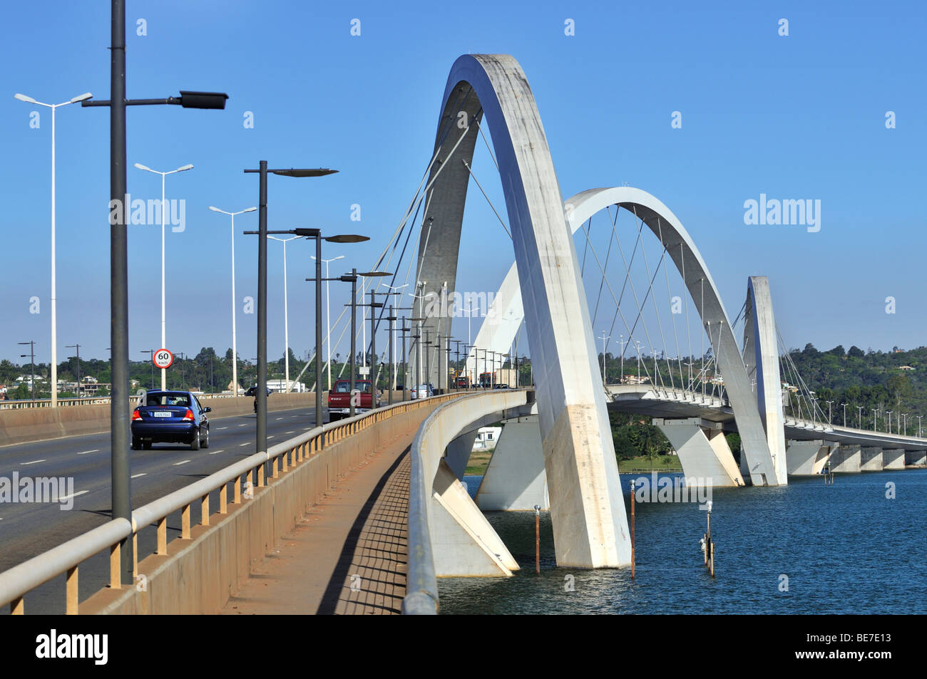 Juscelino Kubitschek Bridge, architect Oscar Niemeyer, Brasilia, Distrito Federal state, Brazil, South America Stock Photo