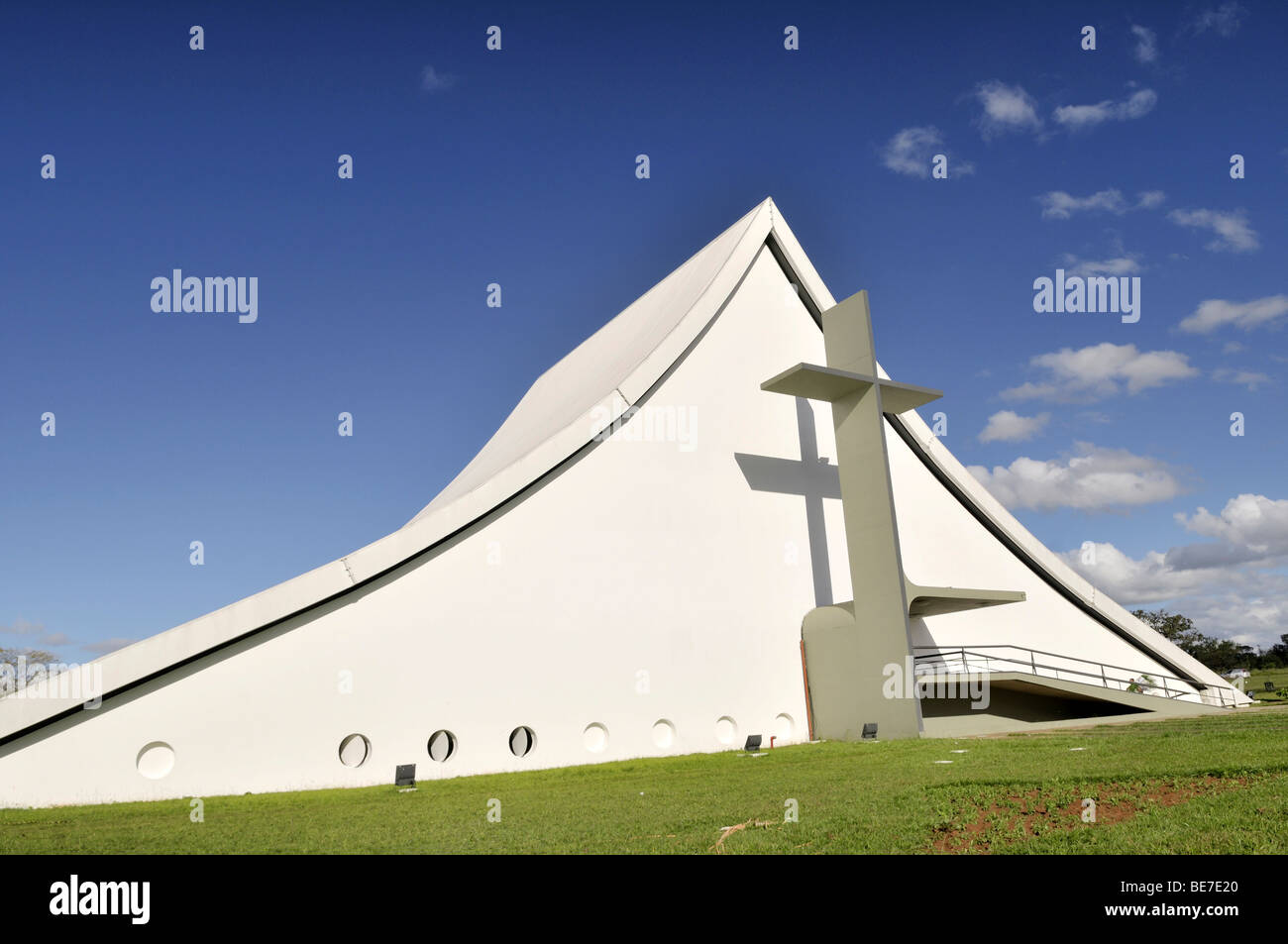 Church Catedral Rainha da Paz, military chapel, the architect Oscar Niemeyer, Brasilia, Distrito Federal state, Brazil, South A Stock Photo