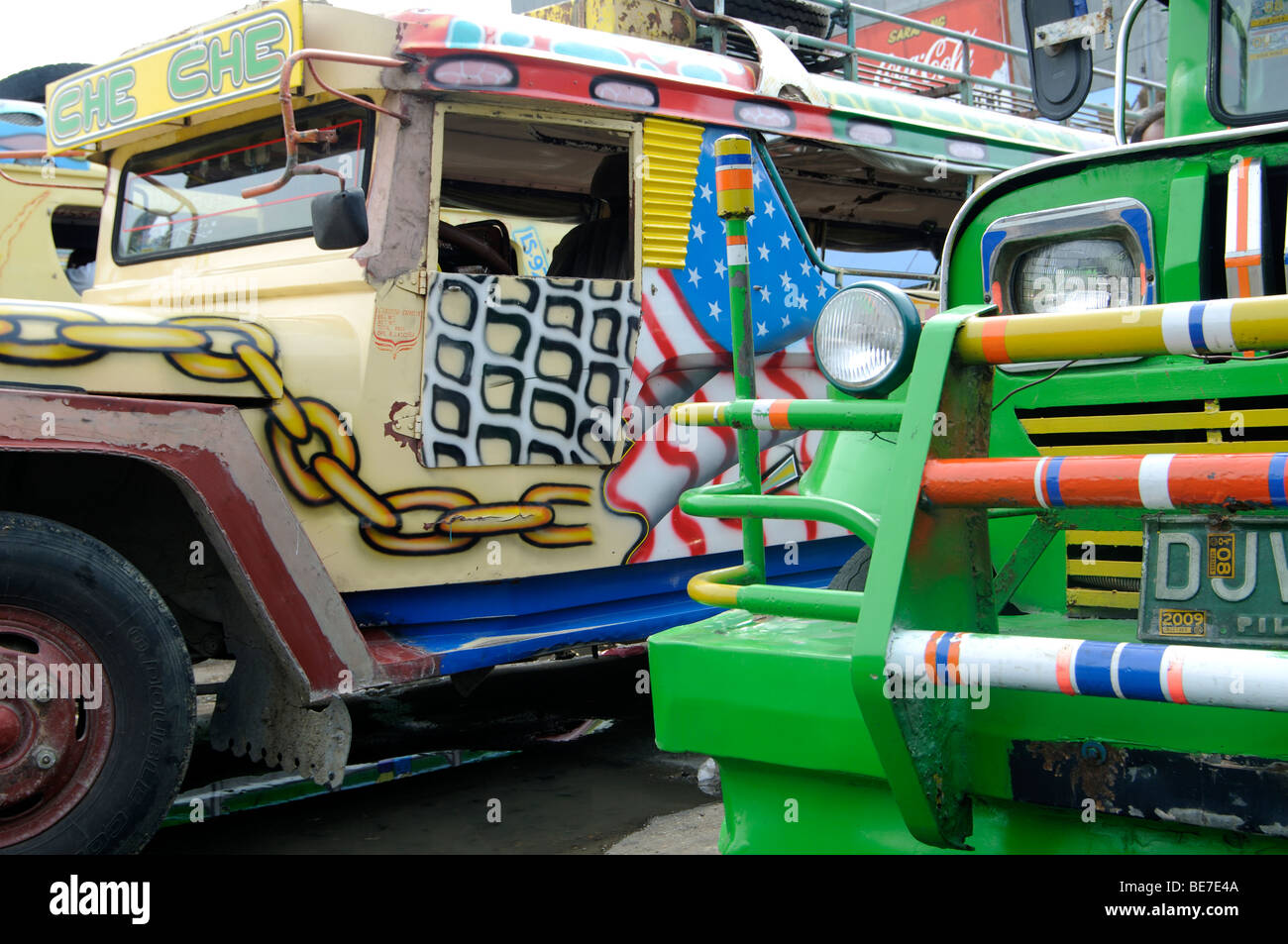 jeepneys at bus station tagbilaran bohol philippines Stock Photo