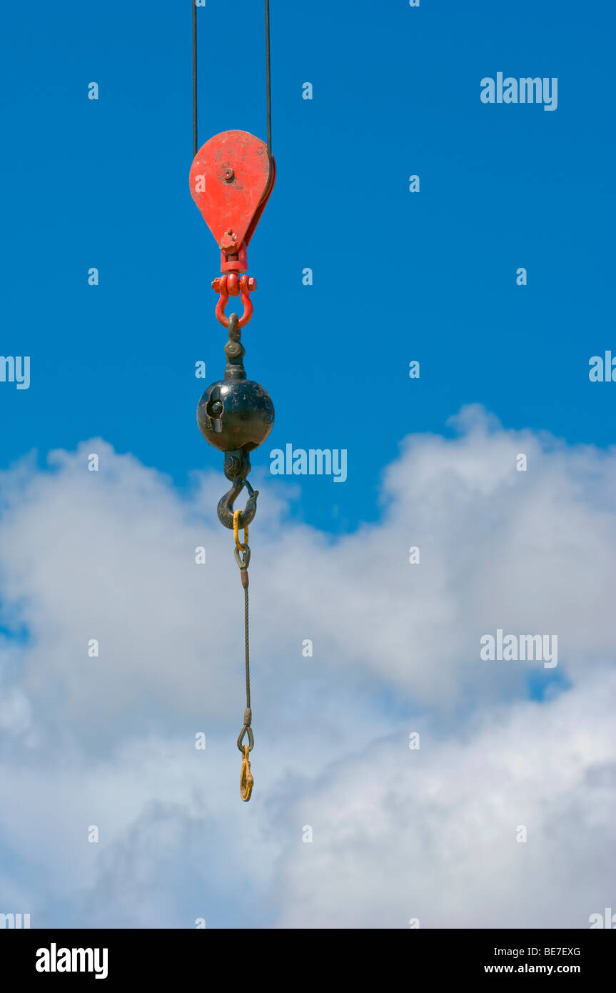 crane swivel ball hook and block against cloud and blue sky background  Stock Photo - Alamy