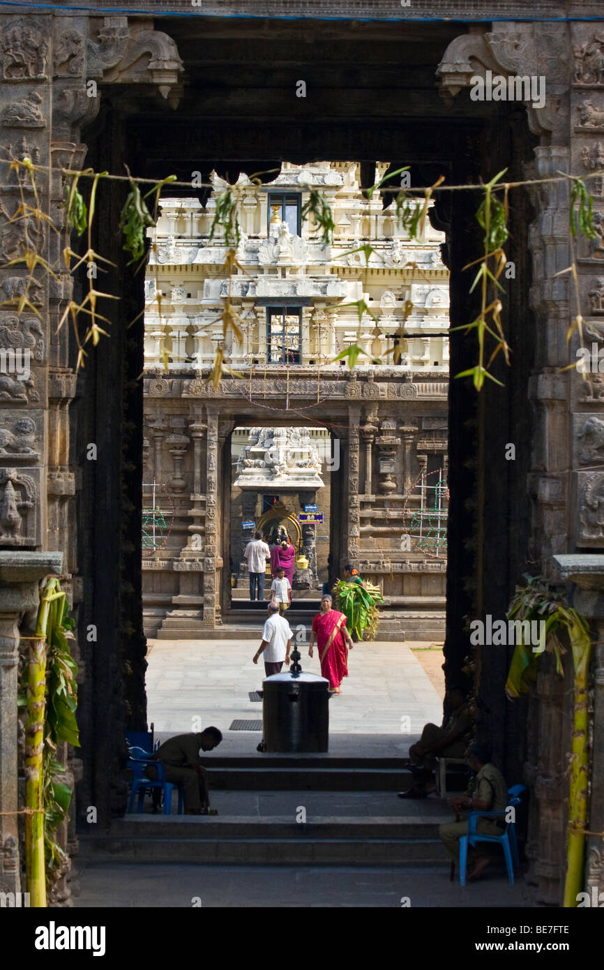 Entrance to Sri Jalagandeeswarar Temple inside Vellore Fort in Vellore India Stock Photo
