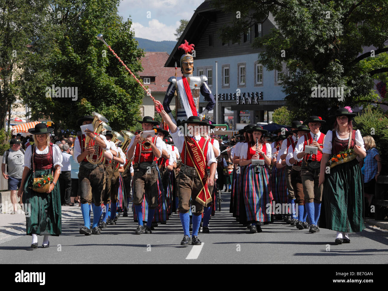 Samson and dwarf, Samson Parade in Mariapfarr, Lungau, Salzburg state, Salzburg, Austria, Europe Stock Photo