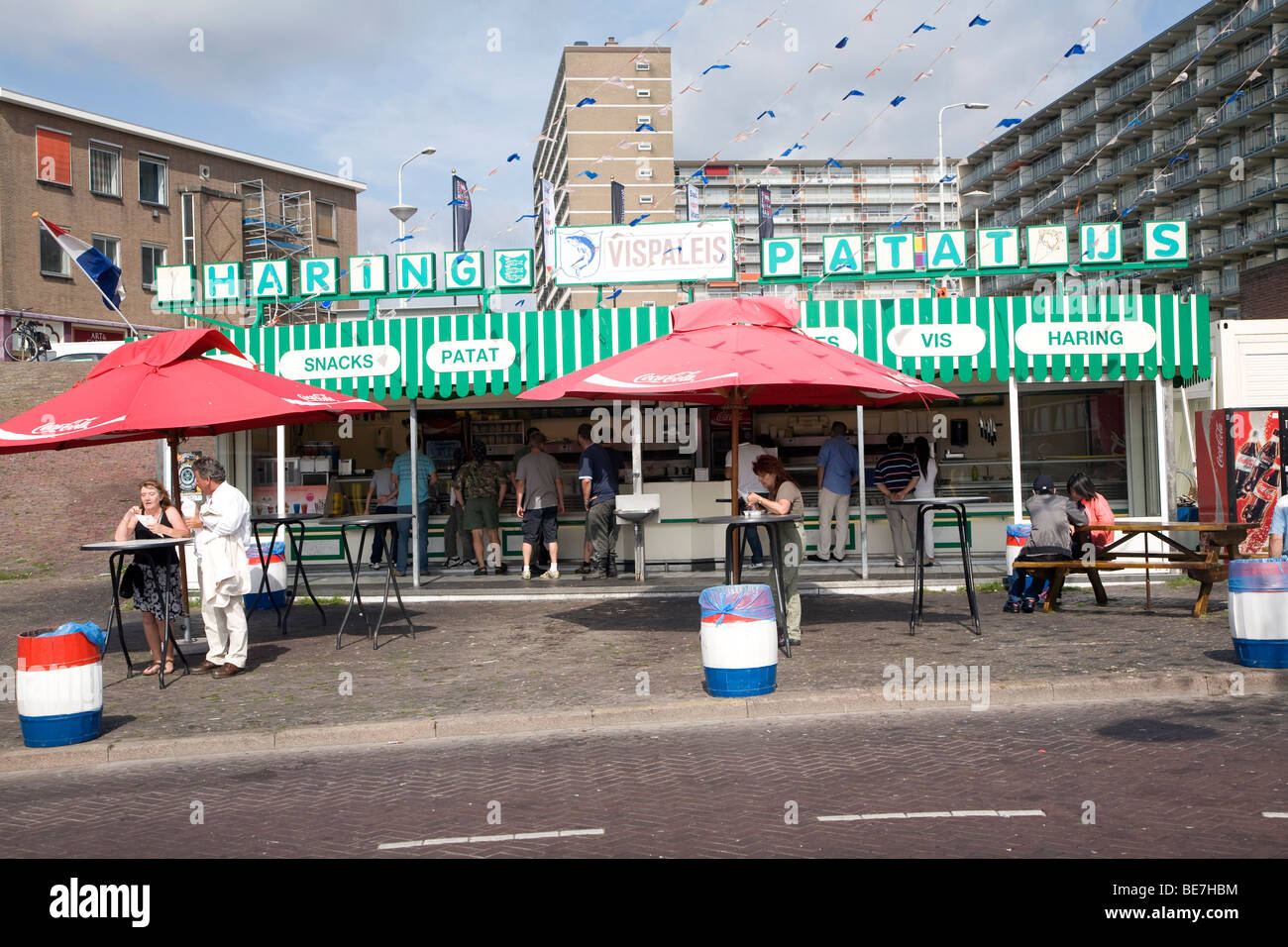 Herring fish stall Scheveningen, Holland Stock Photo