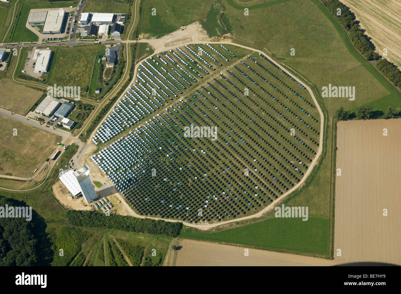 aerial photo of solar thermal energy pilot power plant Stock Photo
