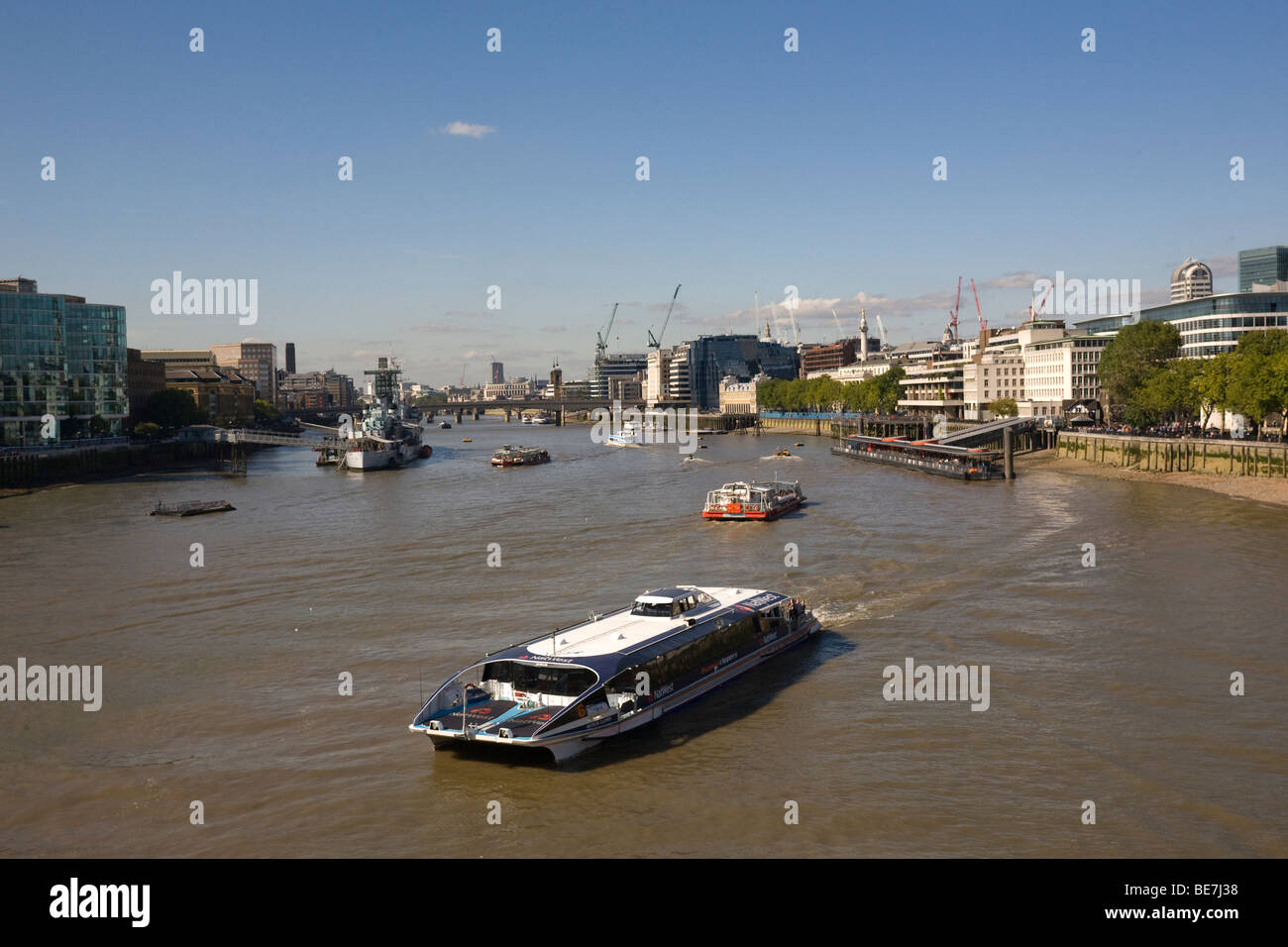 River Bus on River Thames London GB UK Stock Photo