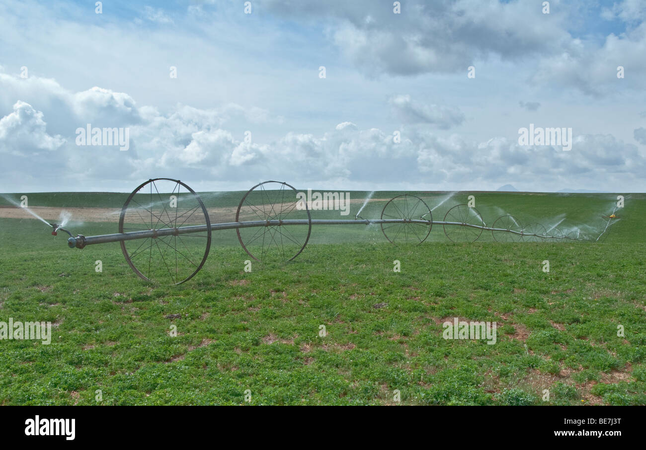 Picture Idea: Colorado Farm Field Self Propelled Automated Irrigation Sprinkler Stock