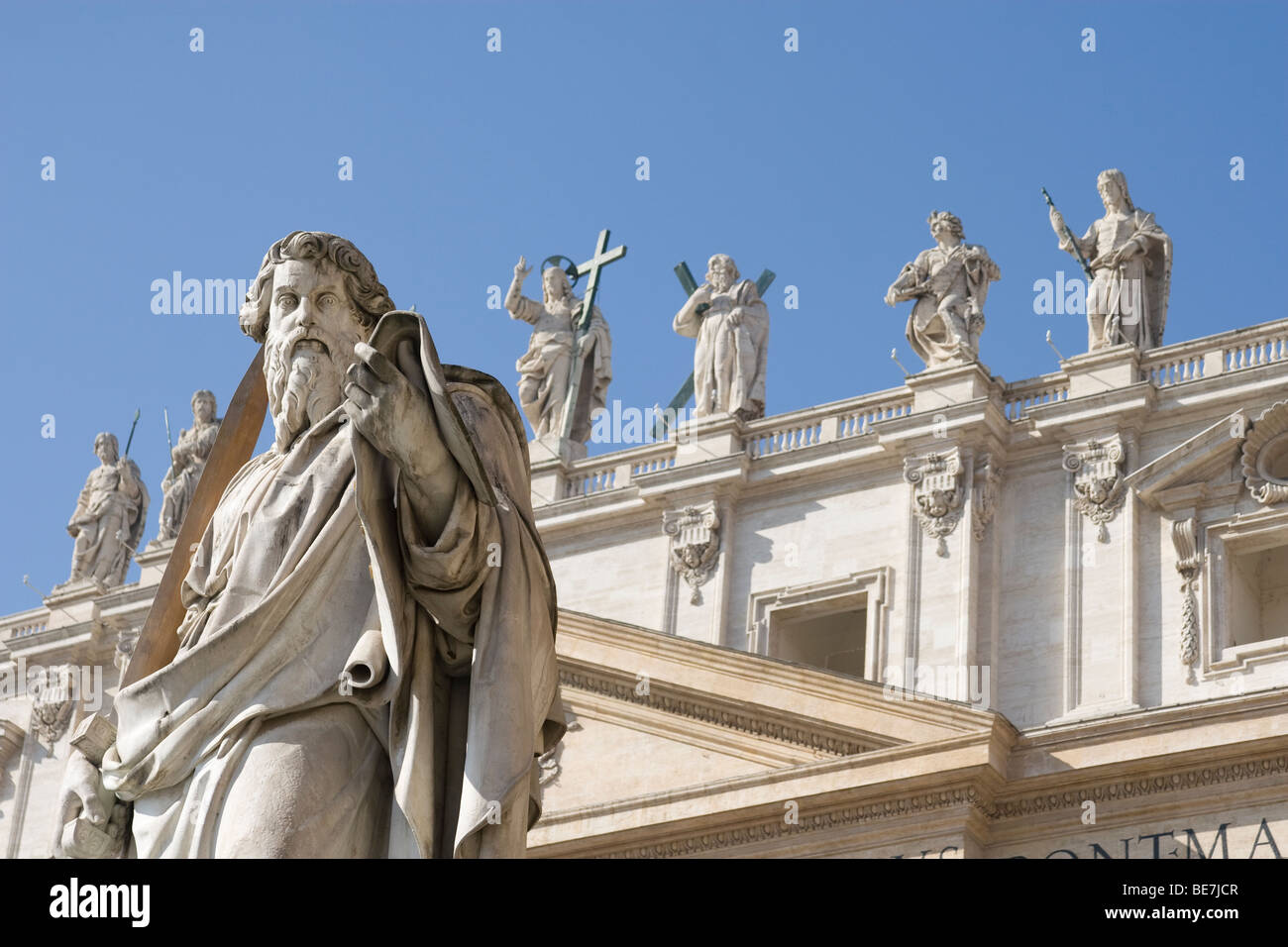 Details of statues on Saint Peter's Basilica in Vatican City, Rome