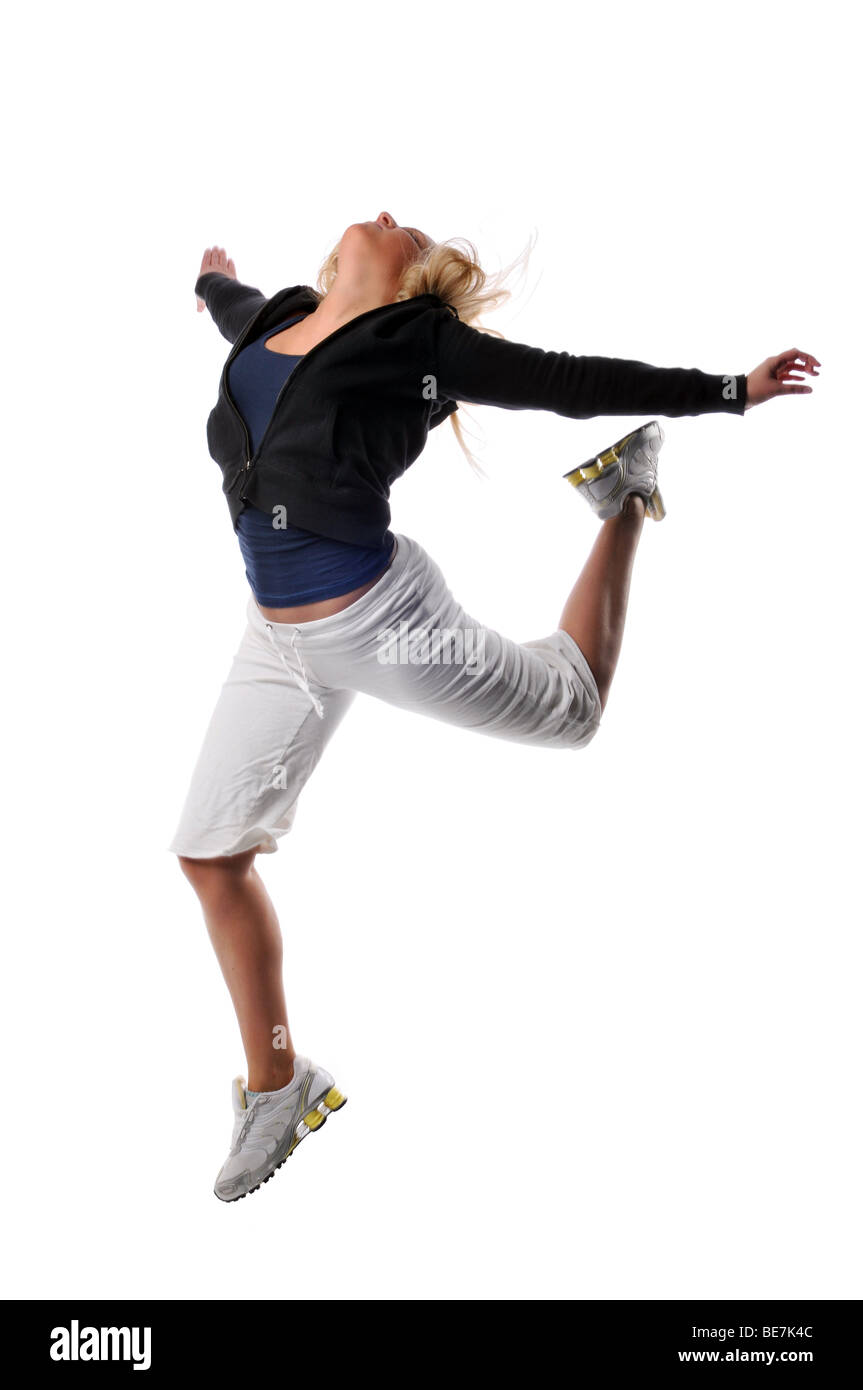 Hip hop dancer performing against a white background Stock Photo - Alamy