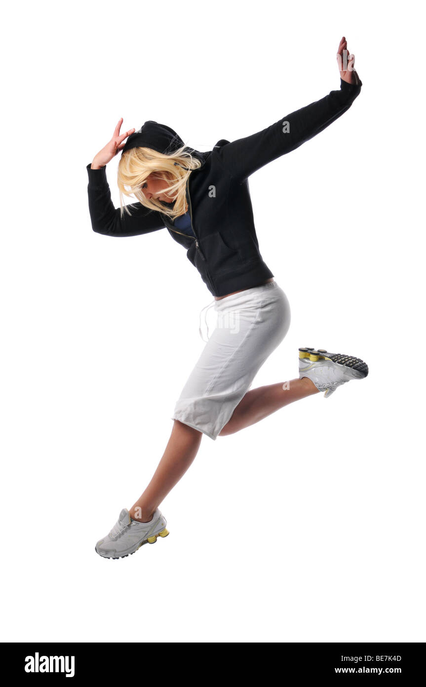 Hip hop dancer performing against a white background Stock Photo - Alamy
