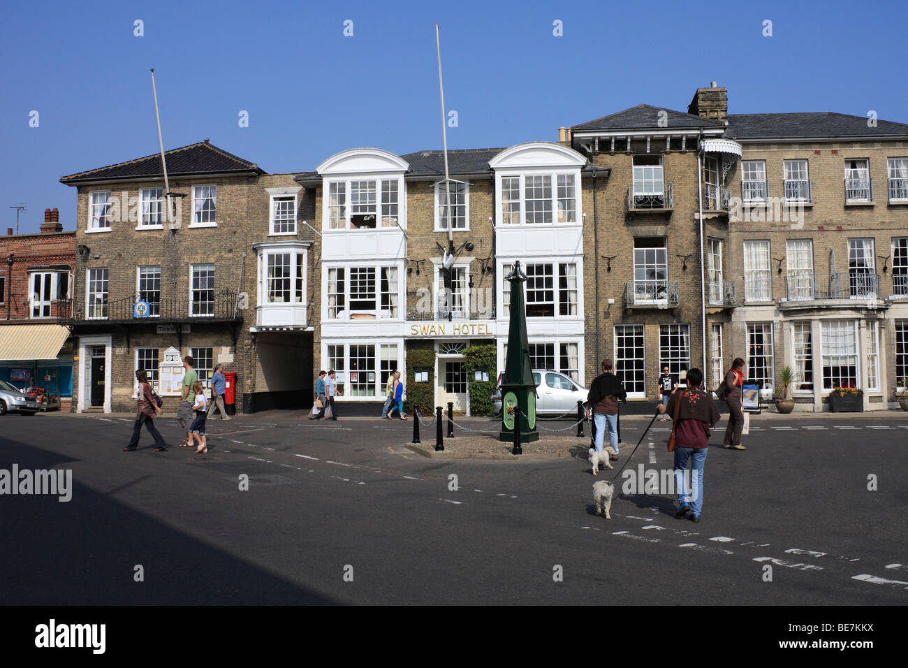 The Swan Hotel and Town Hall in the Market Place, Southwold, Suffolk, England, UK. Stock Photo