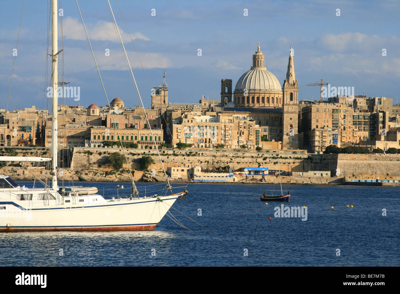 View of  Marsamxett Harbour and Valletta (Malta, Maltese islands) Stock Photo