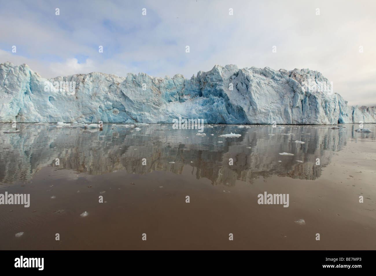 Reflection Arctic Glacier Ice Melting in Svalbard KongsFjorden Stock