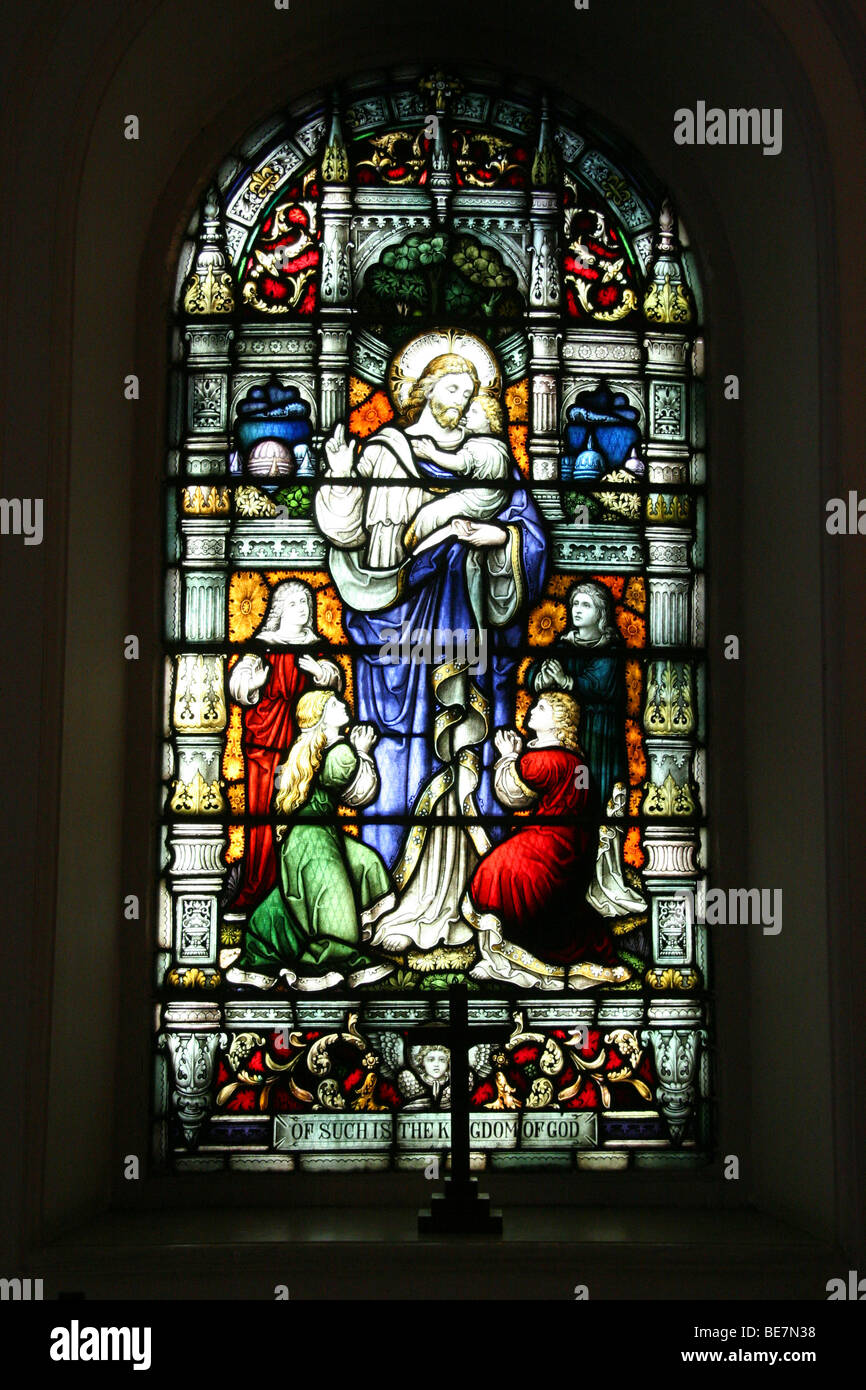 A stained glass window in St Mark's church in Bangalore, India Stock