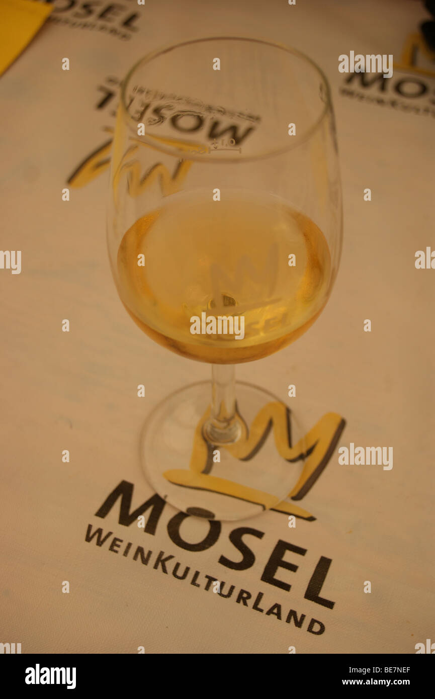 Glass of Riesling wine, Graach wine festival, Mosel river, Germany Stock Photo Alamy